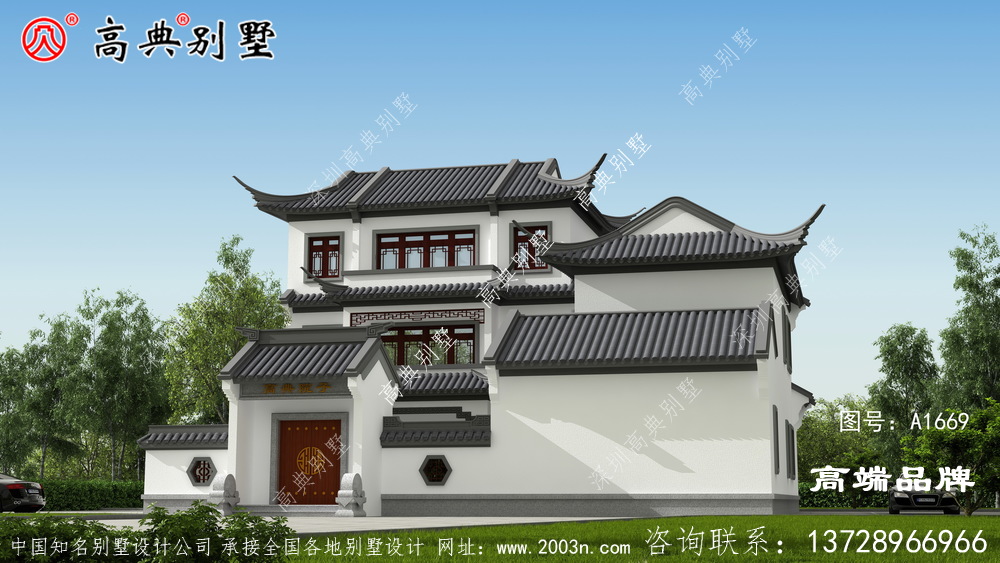 中式三层别墅图非常适合在乡村建造